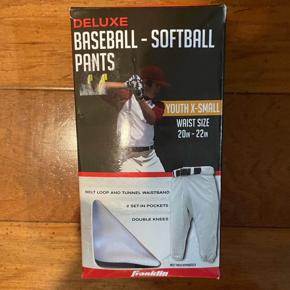 Franklin Youth Baseball Softball Pants - White, XS